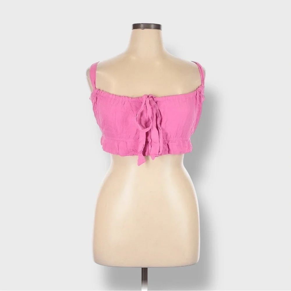 Free People Corazon Crop Top XL Pink Endless Summer Textured Adjustable Tie NWT - Picture 10 of 12